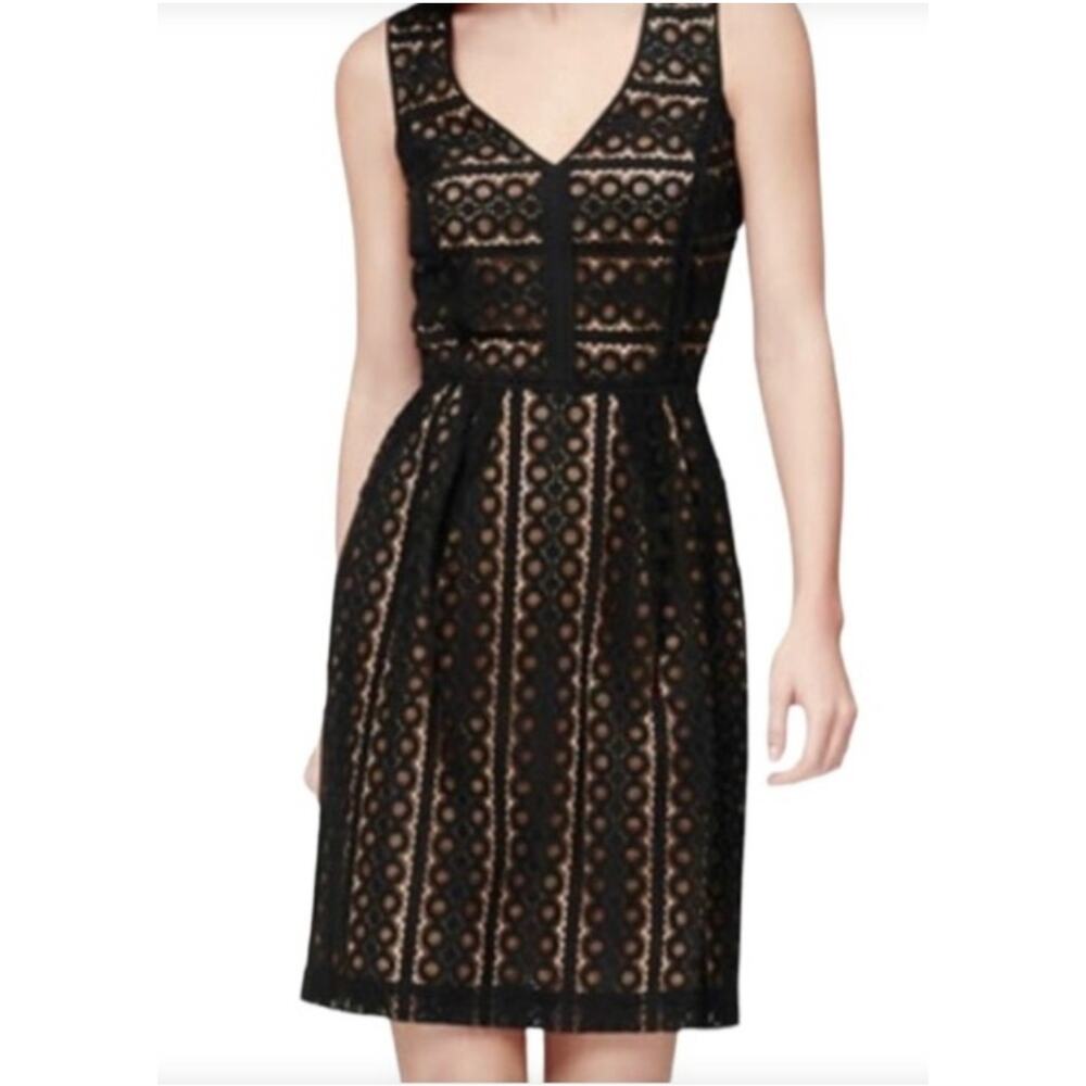 LOFT Black Lace Cotton Babydoll Dress Women’s 12 Dark Romantic